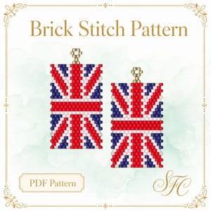 Union Jack Earrings Pattern: British Flag Brick Stitch (PDF Download) Pattern + Brick Stitch Basics PDF