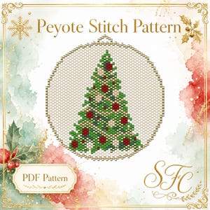 Peyote Stitch Christmas Tree Beaded Ornament Flat Circular Pattern Chart PDF - Instant Download