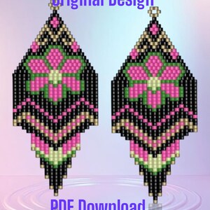Brinco com franjas em ponto tijolo e flor da pradaria em PDF - Download instantâneo