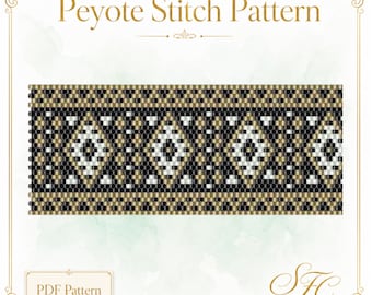 Bombay -Odd Count Peyote Seed Bead   Bracelet Pattern Chart PDF - Instant Download