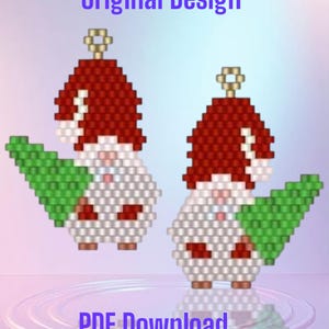 Gnome with Tree Seed Bead Brick Stitch Earring Pattern PDF  Seed bead, Bead weaving