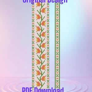 Spring Flowers -2 Matching Bead Loom Seed Bead  Bracelet Patterns Chart PDF - Instant Download