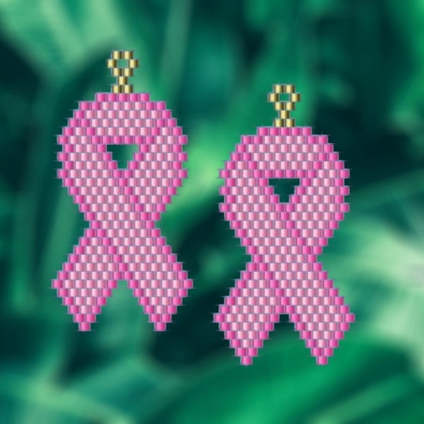 Awareness Ribbon - Brick Stitch Earring Pattern Chart PDF - Instant Download