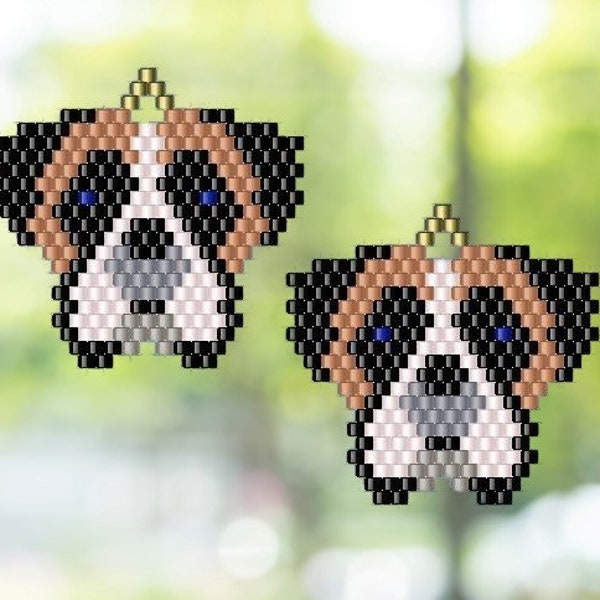 Boxer Dog - Brick Stitch Earring Pattern Chart PDF - Instant Download