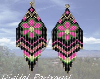 Prairie Flower Brick Stitch Fringed Earring PDF - Instant Download