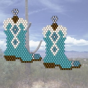 Cowboy Boot Western Brick Stitch Earrings  PDF  Instant Download