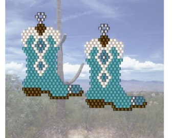 Cowboy Boot Western Brick Stitch Earrings  PDF  Instant Download