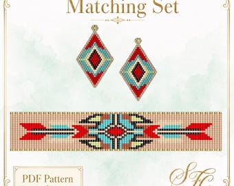 Western Loom Bracelet & Brick Stitch Earring Patterns (PDF Download)