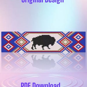 Buffalo Bison Bead Loom Seed Bead  Bracelet Pattern Chart PDF - Instant Download