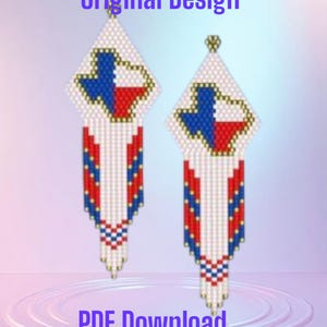 テキサス - ブリックステッチウエスタンフリンジイヤリング PDF - 即時ダウンロード シードビーズ、ビーズ織り