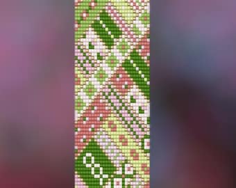 Patchwork Ribbons - Loom or Square Stitch  Seed Bead Bracelet Pattern Chart PDF - Instant Download