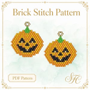 Happy Jack-O-Lantern Beaded Brick Stitch Earring Pattern PDF  Seed bead, Bead weavingPattern + Brick Stitch Basics PDF