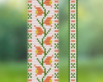 Spring Flowers -2 Matching Bead Loom Seed Bead  Bracelet Patterns Chart PDF - Instant Download