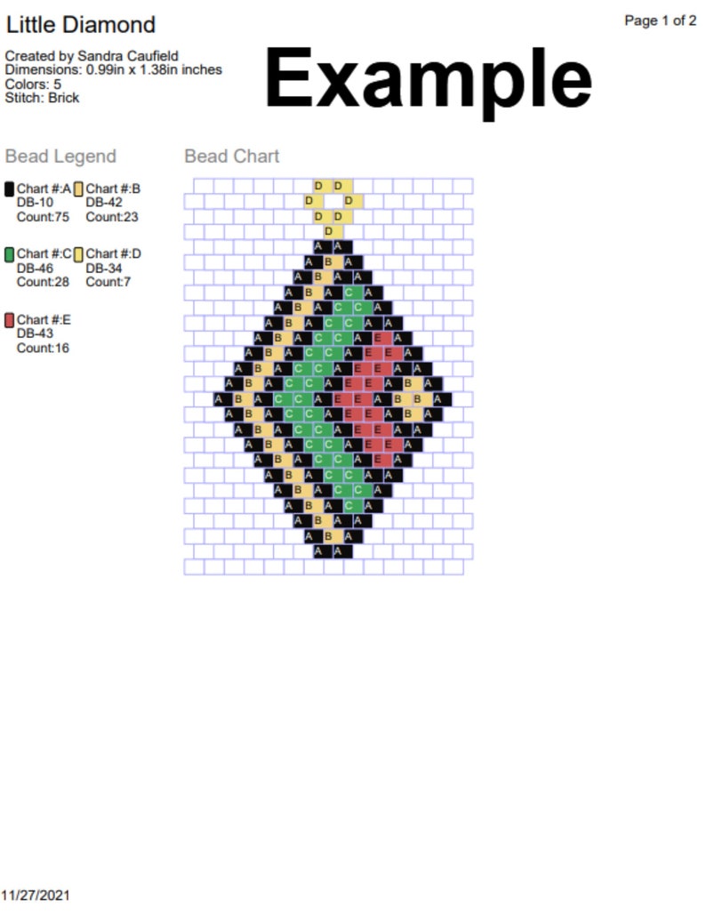 8 Small Brick Stitch Earring/Pendant Pattern Chart PDF Instant Download GRAPH ONLY No Word Chart image 4