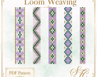 Weefgetouw kralenarmbandpatronen: smalle stijl, set 3 (pdf-download)