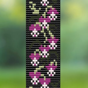 Fuchsia Loom Seed Bead  Bracelet Pattern Chart PDF - Instant Download