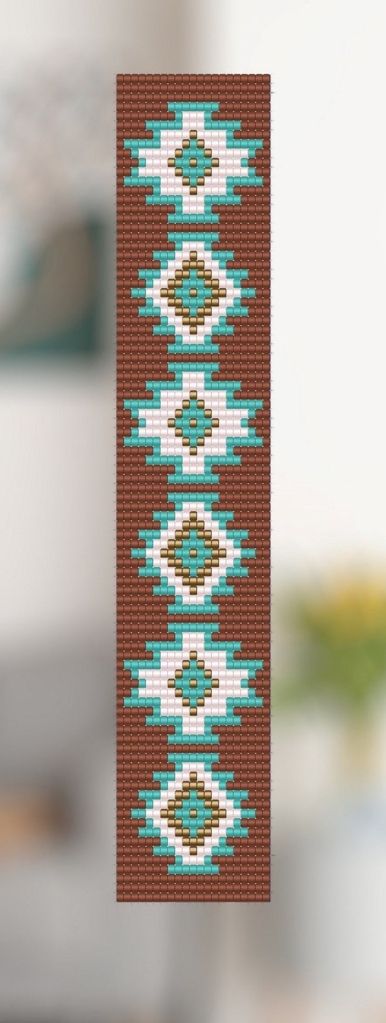 Navajo Wrist Band Loom Seed Bead Bracelet Pattern Chart PDF Instant Download image 1