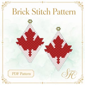 Kanadisches Ahornblatt Perlenohrring Muster: Brick Stitch PDF (Digitaler Download) Muster + Brick Stitch Basics PDF