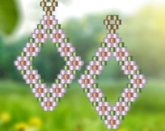 Floral Wreath Brick Stitch Earring/Pendant Pattern Chart PDF - Instant Download