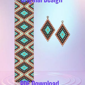 Carson - Western Style Peyote Bracelet and Brick Stitch Earring Patterns - PDF - Instant Download  Seed bead, Bead weaving