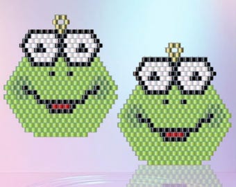 Frog Brick Stitch Earring Pattern: Simon Design (PDF Download)