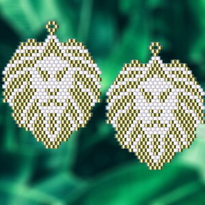 Königlicher Gold Löwe - Brick Stitch Earring Pattern Chart PDF - Instant Download