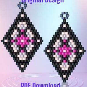 Nova - Beaded Brick Stitch Earring Pattern Chart PDF - Instant Download  Seed bead, Bead weaving