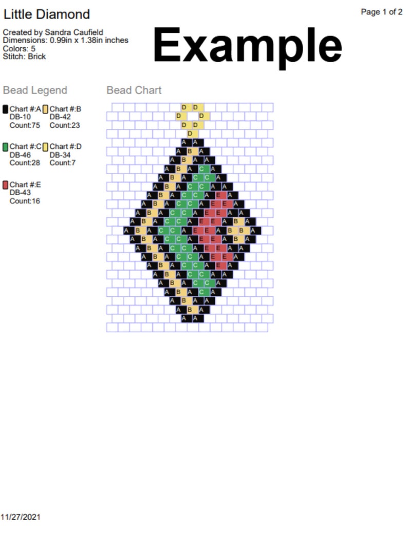 Floral Heart Seed Bead Brick Stitch Earring Pattern Chart PDF Instant Download image 6