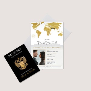 Plantillas de invitación de boda con formato pasaporte, descarga instantánea de invitación de boda con temática de viajes, plantilla editable, tarjeta de embarque