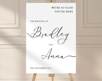 Minimalist Elegant Wedding Welcome Sign Template, Modern Editable Wedding Signage, Editable Template Instant Download Printable
