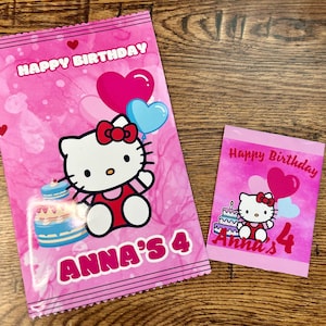 Kitty Birthday Party/ HK Birthday Party Favors/Kitty Chips Bag/Personalized Chip Bags/Personalized Fruit Snack Bags/Birthday Party Favor