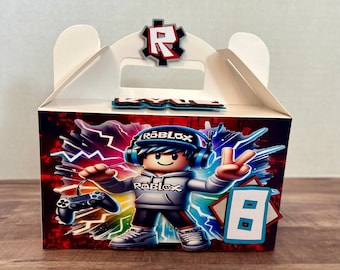 Personalized Roblox Favor Boxes, 3D Party Treat Box