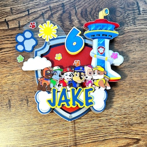 Pups Cake Topper/ PP Personalized Cake Topper/Pups Birthday Party/Puppy Birthday Cake Topper