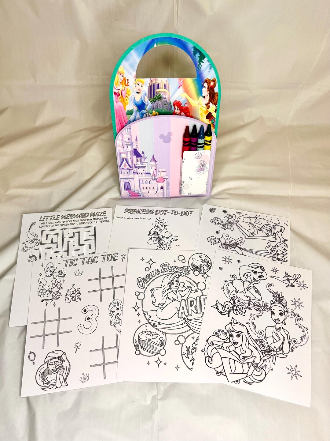 Princess Coloring Activity Pouch:crayons, Coloring Pages - Etsy