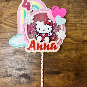 Kitty Cake Topper/ Kitty Cake Topper Shaker/Hello Personalized Kitty Cake Topper/ kitty Birthday Party/Personalized Cake Topper