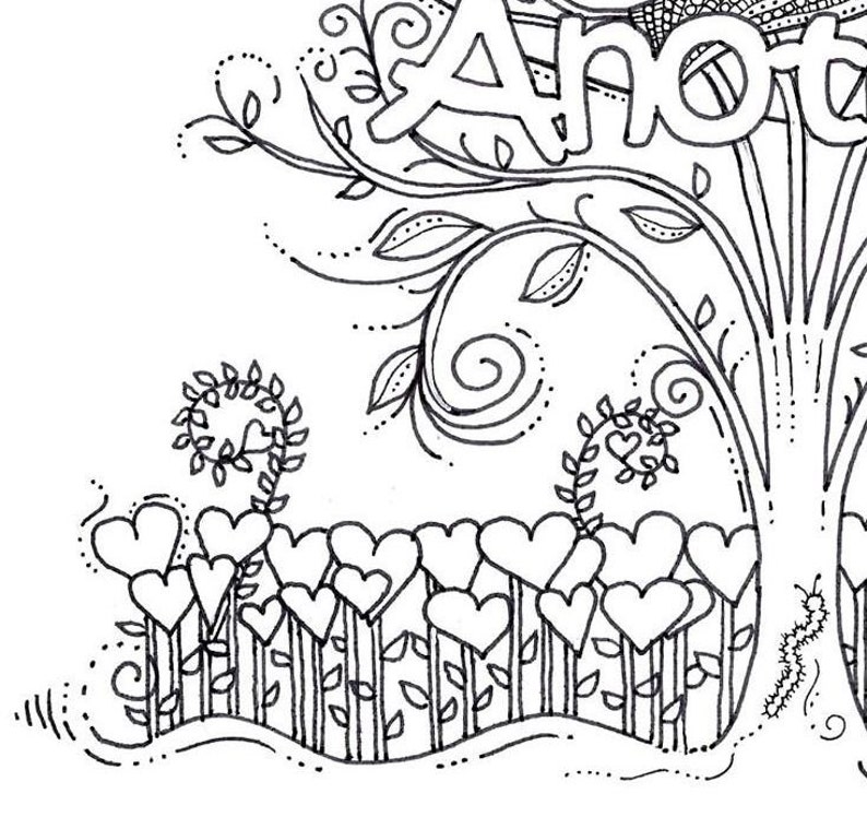 Coloring Page Hand Drawn Love One Another  Etsy