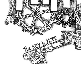 Coloring Page FAITH hand drawn downloadable