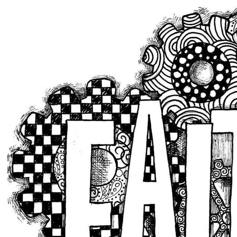 Coloring Page FAITH hand drawn downloadable | Etsy
