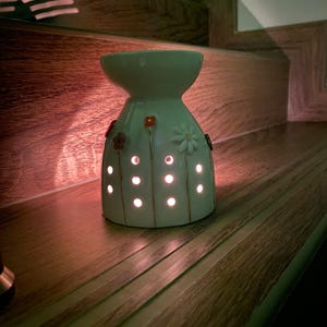 Handmade Ceramic Oil Burner, Evil Eye Floral Aromatherapy Wax Melt Warmer image 19