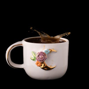 Handmade Ceramic Mug Gift Set: Moon, 24K Gold Detail