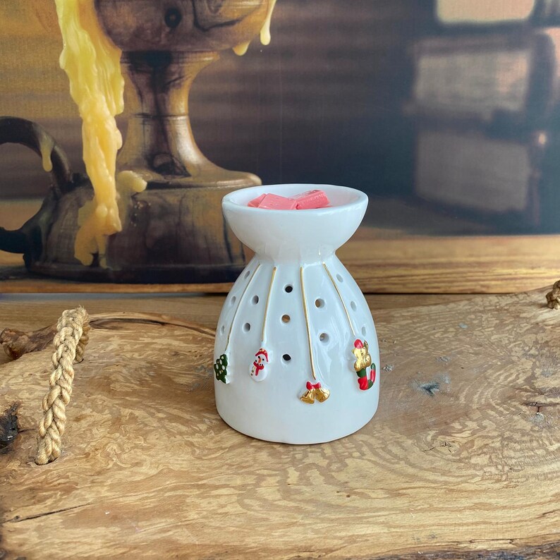 Handmade Ceramic Oil Burner, Evil Eye Floral Aromatherapy Wax Melt Warmer image 17