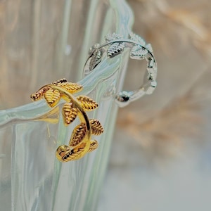 Orecchino a polsino regolabile senza piercing in foglia d'oro/argento senza dolore, orecchino a polsino senza piercing, foglie non forate, per donne/uomini minimalisti