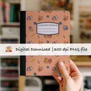 Printable Composition Notebook Cover PNG Kawaii Back to School Emotional Jars Composition Book PNG Personal Notebook Custom Digital Art