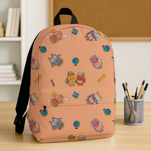 Mochila con estampado de tarro de mermelada kawaii naranja por todas partes, linda mochila para la vuelta al cole, mochila para estudiantes, mochila de viaje, bolso para uso diario, dibujos animados kawaii