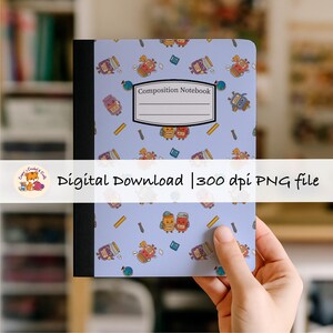Printable Composition Notebook Cover PNG Kawaii Back to School Emotional Jars Composition Book PNG Personal Notebook Custom Digital Art