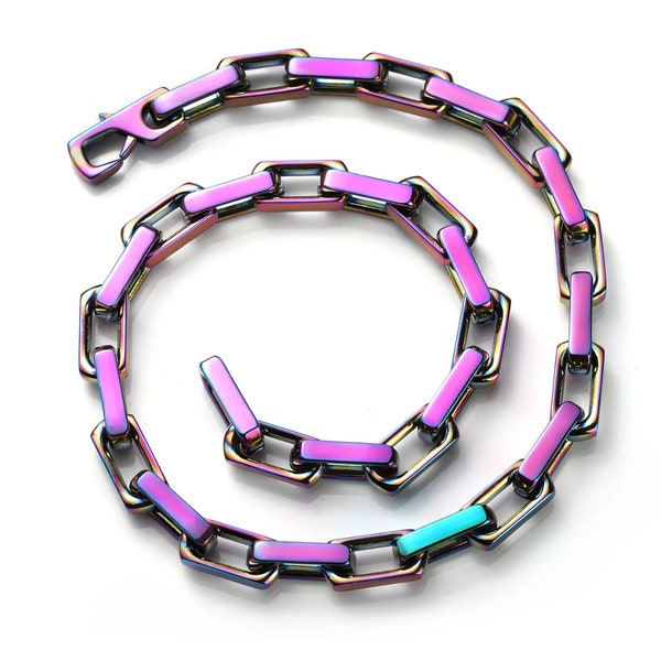 Chunky titanium paper clip chain collar/necklace