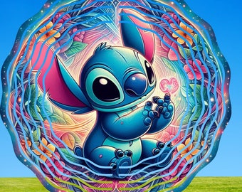 Cute Stitch Wind Spinner, Colorful Sublimation Design (PNG)