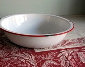 Vintage Bowl Red and White Enamelware Bowl or Basin
