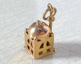 14K Gold Mosque Charm or Pendant, Vintage 1980s Turkey Souvenir