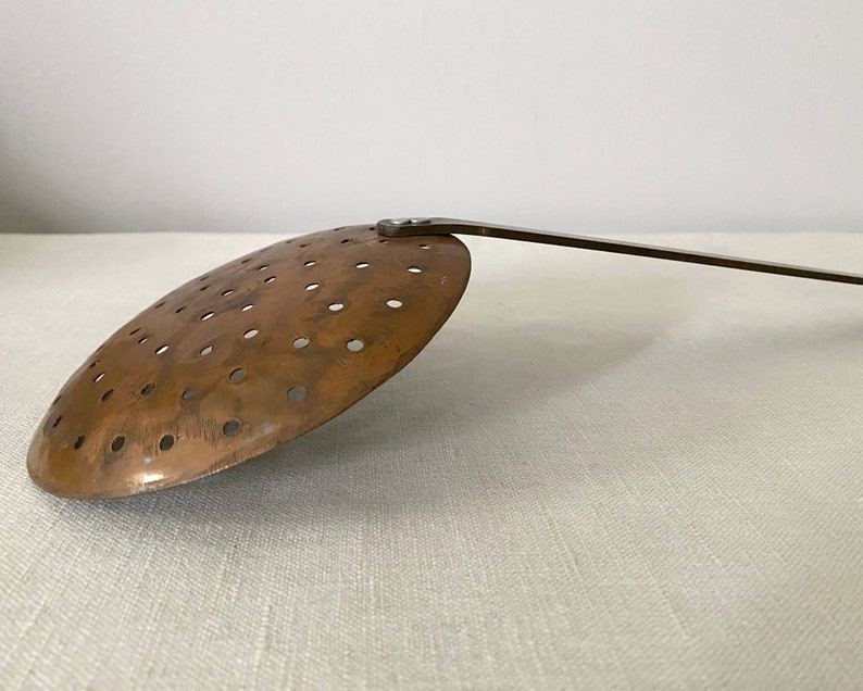Copper Slotted Spoon or Sieve Vintage Primitive Kitchen Tool Etsy
